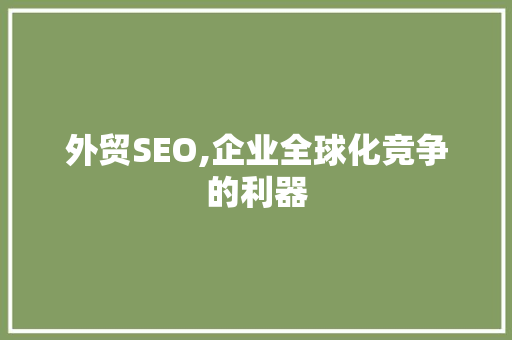 外贸SEO,企业全球化竞争的利器