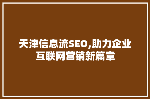 天津信息流SEO,助力企业互联网营销新篇章