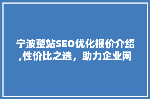 宁波整站SEO优化报价介绍,性价比之选，助力企业网站腾飞