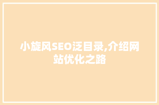 小旋风SEO泛目录,介绍网站优化之路