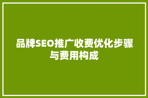 品牌SEO推广收费优化步骤与费用构成