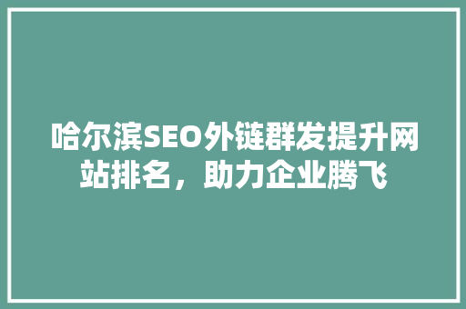 哈尔滨SEO外链群发提升网站排名，助力企业腾飞