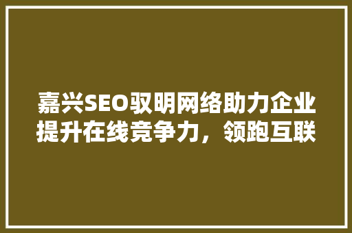 嘉兴SEO驭明网络助力企业提升在线竞争力，领跑互联网时代