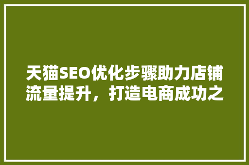 天猫SEO优化步骤助力店铺流量提升，打造电商成功之路
