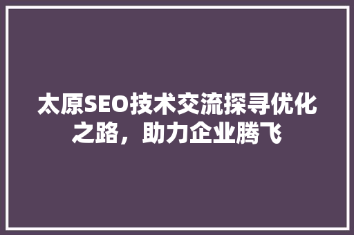 太原SEO技术交流探寻优化之路，助力企业腾飞