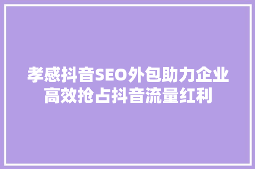 孝感抖音SEO外包助力企业高效抢占抖音流量红利