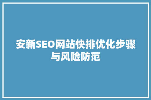 安新SEO网站快排优化步骤与风险防范