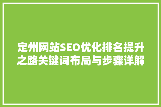 定州网站SEO优化排名提升之路关键词布局与步骤详解
