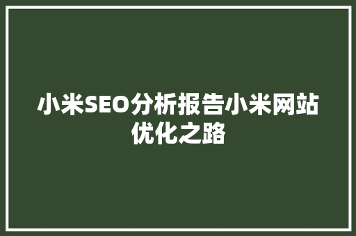 小米SEO分析报告小米网站优化之路