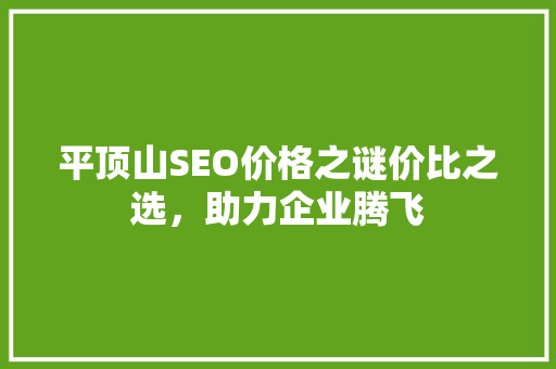 平顶山SEO价格之谜价比之选，助力企业腾飞