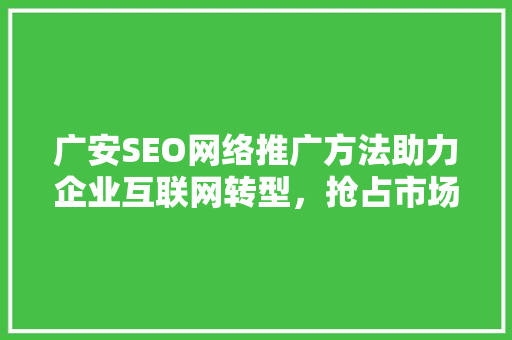 广安SEO网络推广方法助力企业互联网转型，抢占市场先机