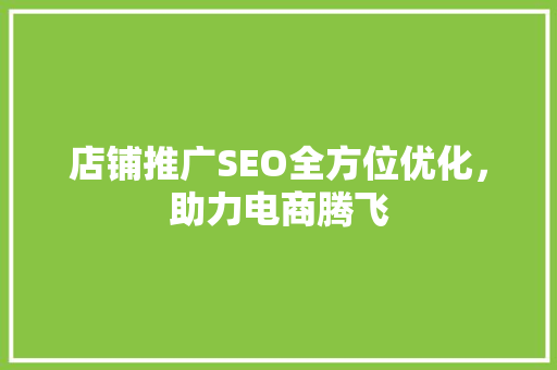 店铺推广SEO全方位优化，助力电商腾飞