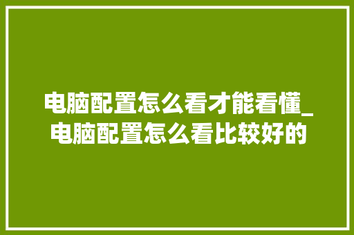 电脑配置怎么看才能看懂_电脑配置怎么看比较好的