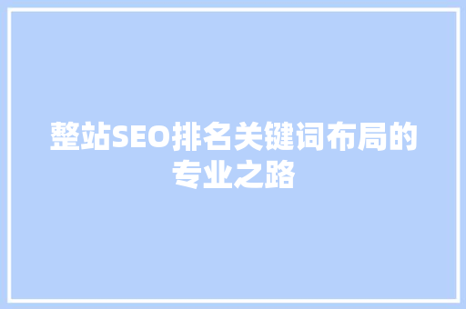 整站SEO排名关键词布局的专业之路