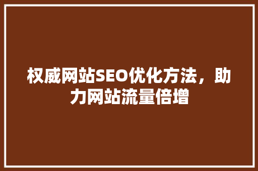 权威网站SEO优化方法，助力网站流量倍增