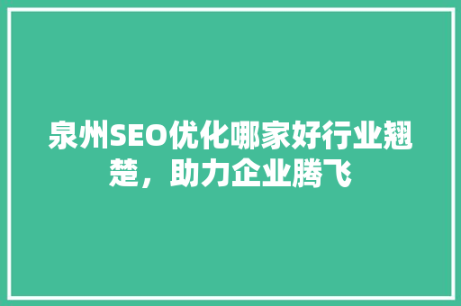 泉州SEO优化哪家好行业翘楚，助力企业腾飞 操作系统