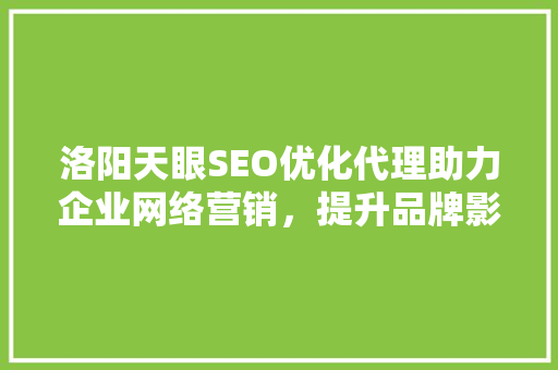 洛阳天眼SEO优化代理助力企业网络营销，提升品牌影响力