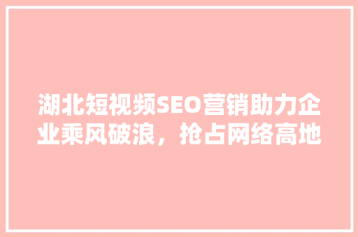 湖北短视频SEO营销助力企业乘风破浪，抢占网络高地