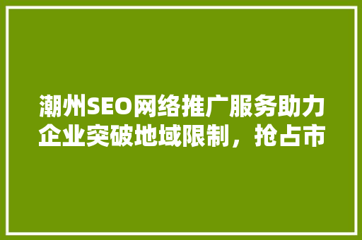 潮州SEO网络推广服务助力企业突破地域限制，抢占市场先机
