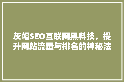 灰帽SEO互联网黑科技，提升网站流量与排名的神秘法则