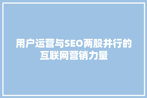 用户运营与SEO两股并行的互联网营销力量