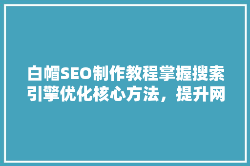 白帽SEO制作教程掌握搜索引擎优化核心方法，提升网站排名
