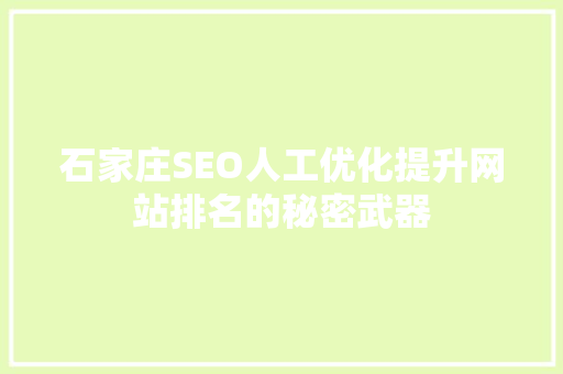 石家庄SEO人工优化提升网站排名的秘密武器