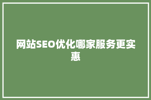 网站SEO优化哪家服务更实惠