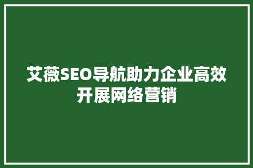 艾薇SEO导航助力企业高效开展网络营销