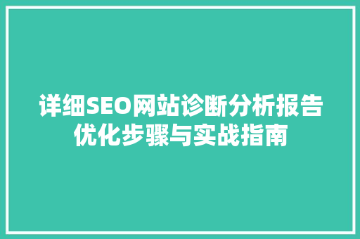 详细SEO网站诊断分析报告优化步骤与实战指南