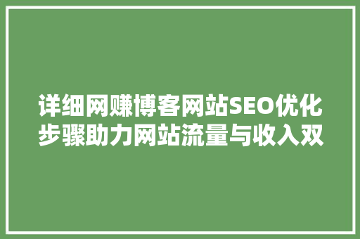 详细网赚博客网站SEO优化步骤助力网站流量与收入双提升