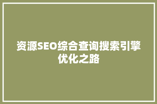 资源SEO综合查询搜索引擎优化之路