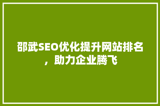 邵武SEO优化提升网站排名，助力企业腾飞