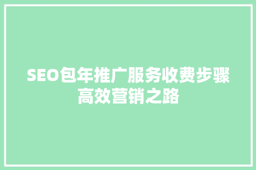 SEO包年推广服务收费步骤高效营销之路