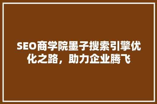SEO商学院墨子搜索引擎优化之路，助力企业腾飞 电脑基础