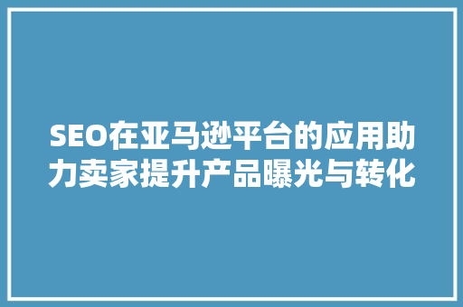SEO在亚马逊平台的应用助力卖家提升产品曝光与转化率