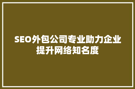 SEO外包公司专业助力企业提升网络知名度 编程语言