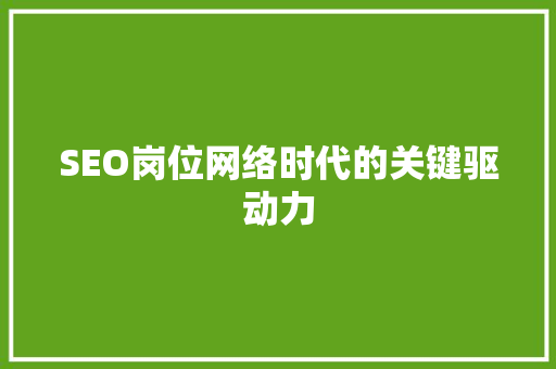 SEO岗位网络时代的关键驱动力 编程语言