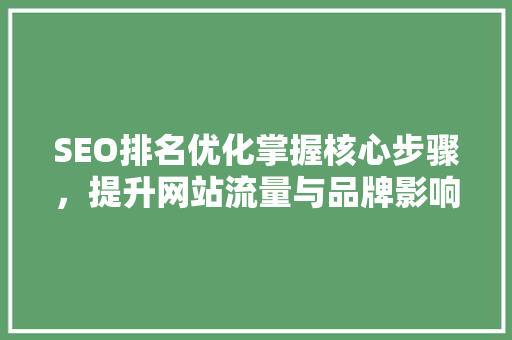 SEO排名优化掌握核心步骤，提升网站流量与品牌影响力