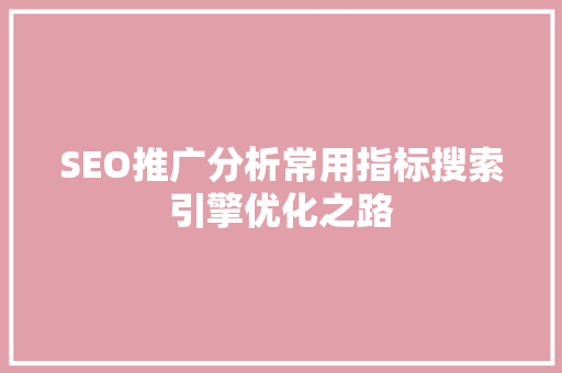SEO推广分析常用指标搜索引擎优化之路