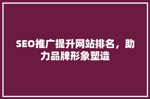 SEO推广提升网站排名，助力品牌形象塑造