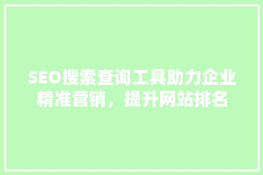 SEO搜索查询工具助力企业精准营销，提升网站排名
