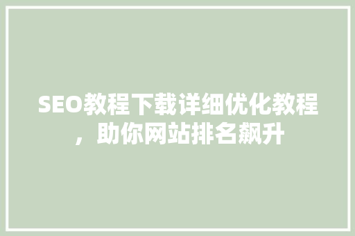 SEO教程下载详细优化教程，助你网站排名飙升