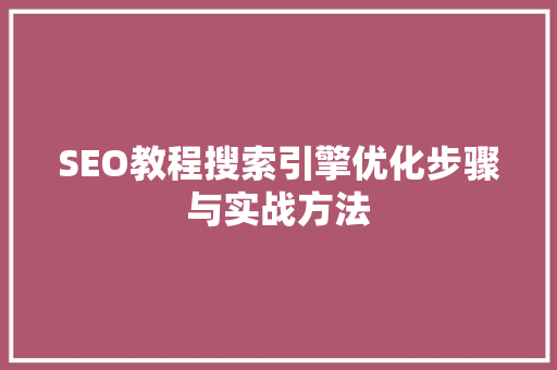 SEO教程搜索引擎优化步骤与实战方法