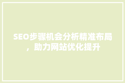 SEO步骤机会分析精准布局，助力网站优化提升