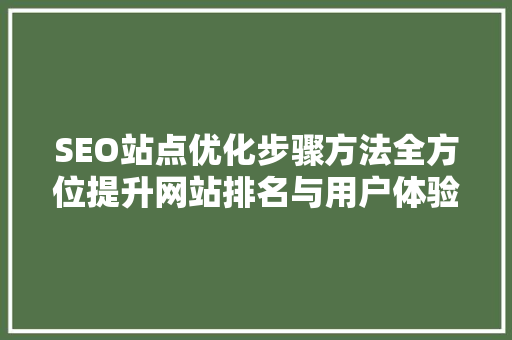 SEO站点优化步骤方法全方位提升网站排名与用户体验