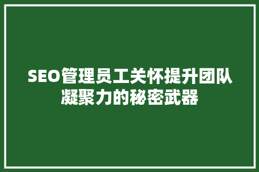 SEO管理员工关怀提升团队凝聚力的秘密武器 SEO管理员工关怀提升团队凝聚力的秘密武器