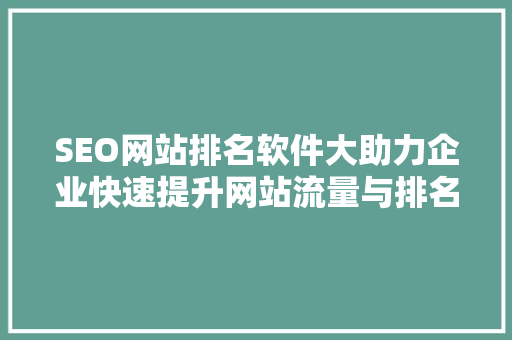 SEO网站排名软件大助力企业快速提升网站流量与排名
