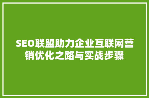 SEO联盟助力企业互联网营销优化之路与实战步骤 电脑配置