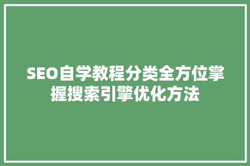 SEO自学教程分类全方位掌握搜索引擎优化方法 操作系统